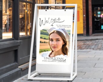 Letrero de bienvenida para fiesta de graduación editable / Póster / Plantilla / Lienzo imprimible / Marca 2