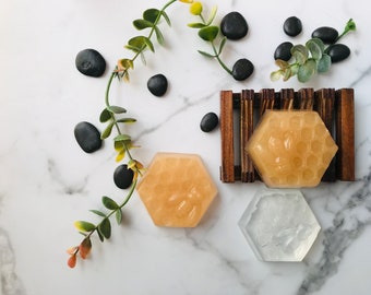 Jabón de abeja con miel de panal: jabón de glicerina dorada, regalo de apicultor