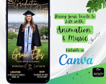 Plantilla de invitación digital para fiesta de graduación (imprimible)