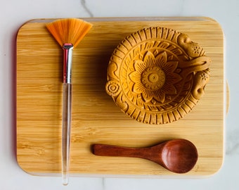 Juego de cuencos para mascarillas de arcilla: cerámica de terracota, cuchara de bambú y pincel de abanico