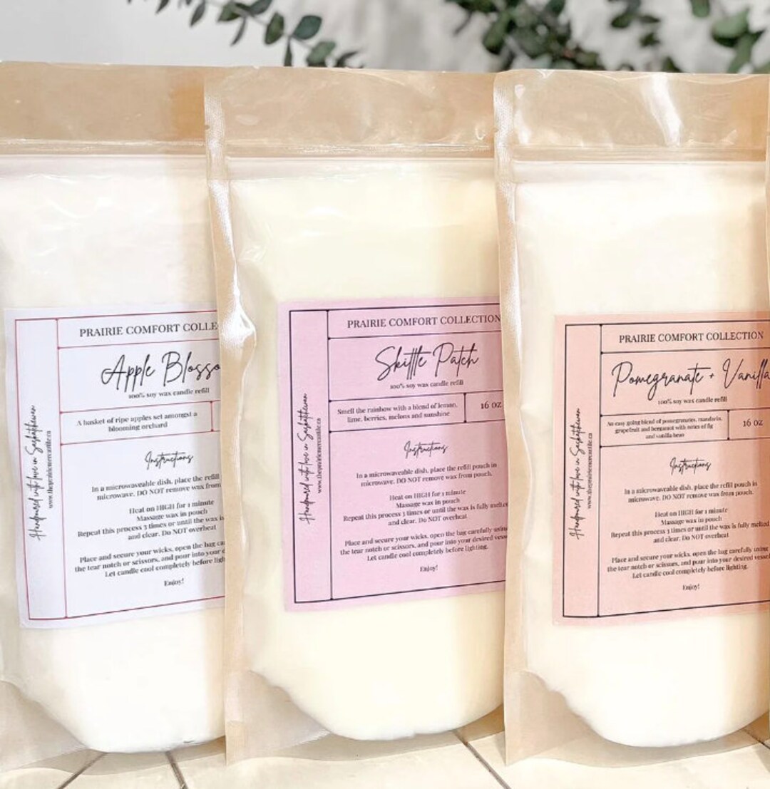 Candle Wax Refill Soy Candle Refill Pouch Wax and Wick Refill Scented