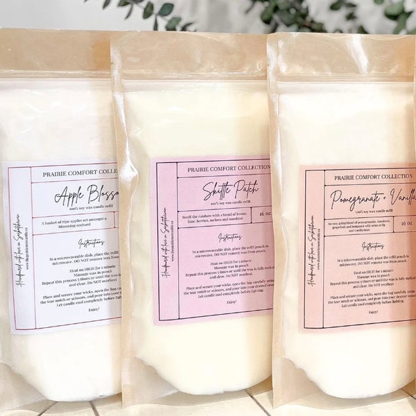 Candle Wax Refill + Soy + Candle Refill Pouch + Wax and Wick Refill + Scented Wax + Affordable Candle Refill + DIY Candle Dough Bowl Refill