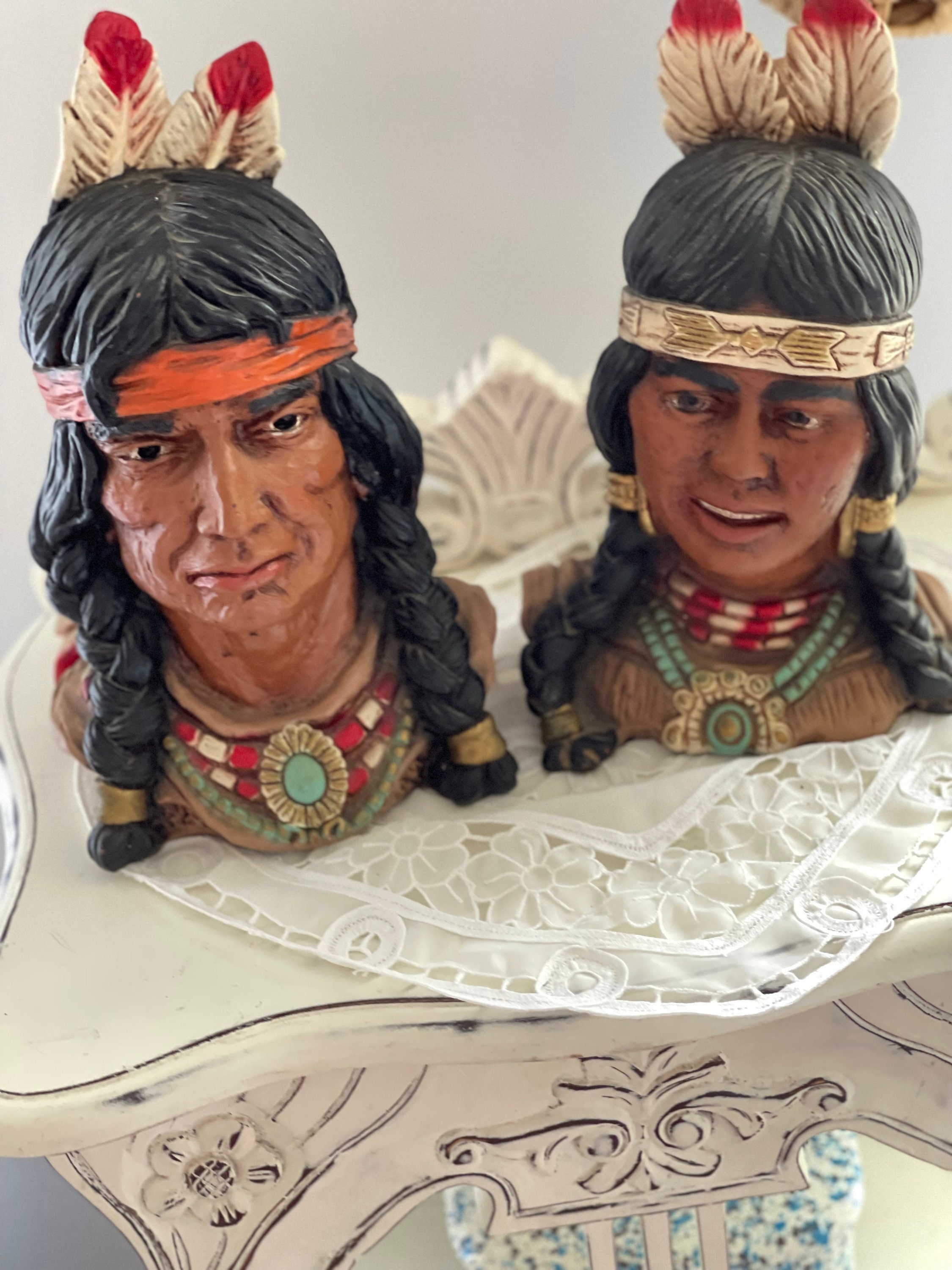 UNIVERSAL STATUARY CORP Vintage Chalkware 1966 Native American Chief