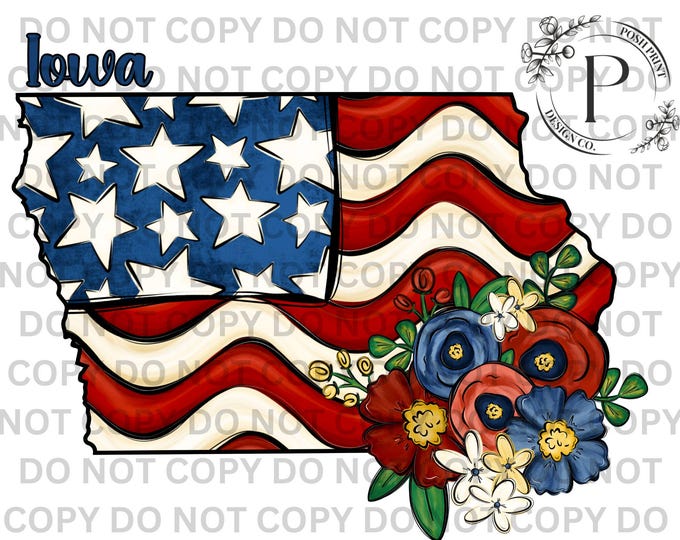 Iowa PNG, Patriotic, Sublimation, USA, T-Shirt Design, Commercial Use, Digital Download