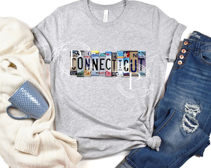 Connecticut PNG, License Plate Letters, Sublimation, T-Shirt Design, DTF, Screen Print, Digital Download