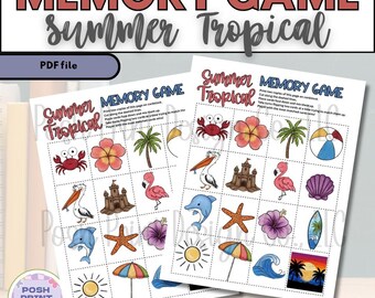 Summer Memory Card Game | Party Printable | Classroom Game