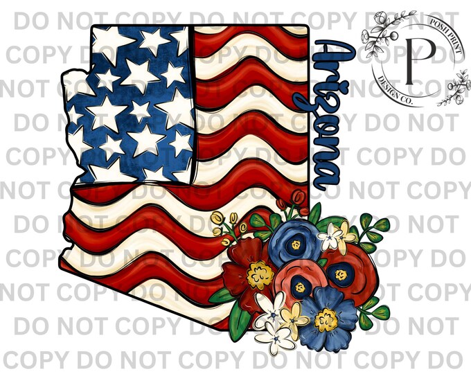 Arizona PNG, Patriotic, Sublimation, USA, T-Shirt Design, Commercial Use, Digital Download