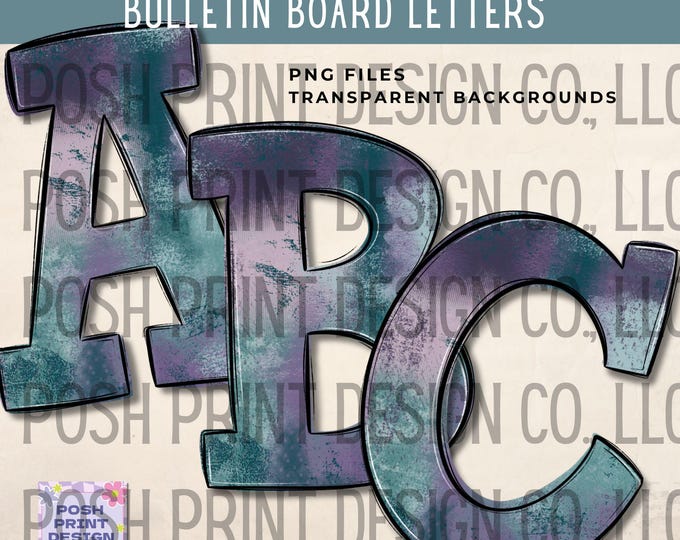 Frosted Twilight Alphabet Clip Art, Bulletin Board Letters, PNG files, Digital Download, Commercial Use