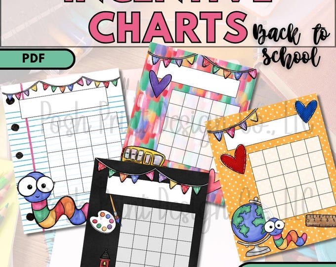 Back to School Incentive Charts for Kids | Classroom Behavior Management | Goal Tracking | Printable Reward Charts