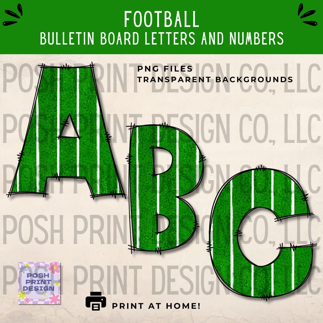 Football Alphabet Clip Art, Bulletin Board Letters, PNG Files, Digital ...