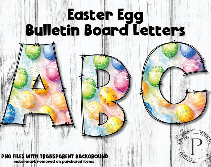 Easter Egg Bulletin Board Letters, Alphabet Clip Art, Letters, Clip Art, PNG files, Digital Download