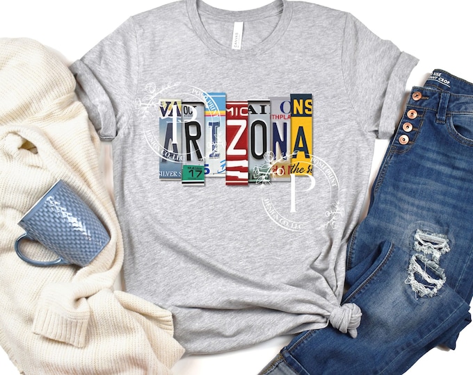 Arizona PNG, License Plate, T-Shirt Design, Sublimation, DTF, Screen Print, Digital Download, Arizona License Plate Letters