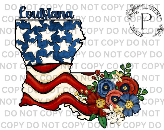 Louisiana PNG, Patriotic, Sublimation, USA, T-Shirt Design, Commercial Use, Digital Download