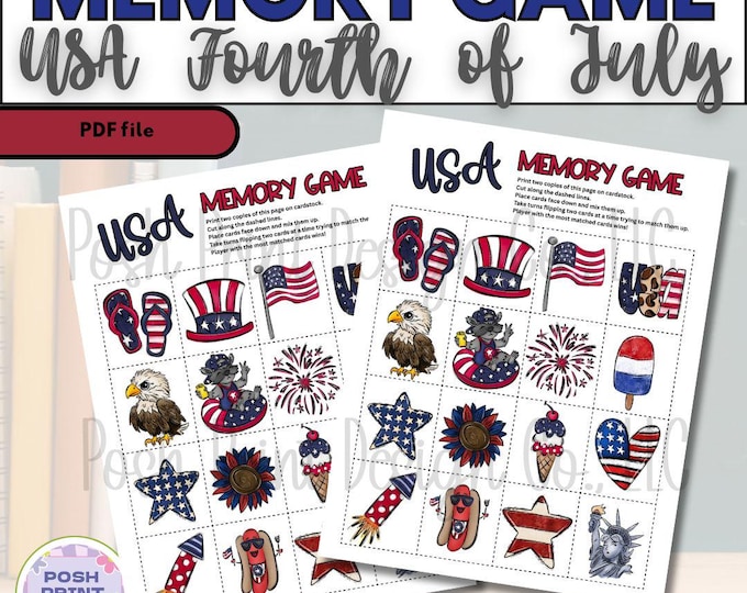 USA / Fourth of July Memory Match Game | Patriotic Concentration Cards