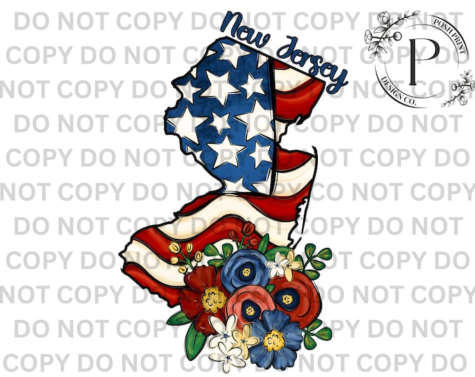 New Jersey PNG, Patriotic, Sublimation, USA, T-Shirt Design, Commercial Use, Digital Download