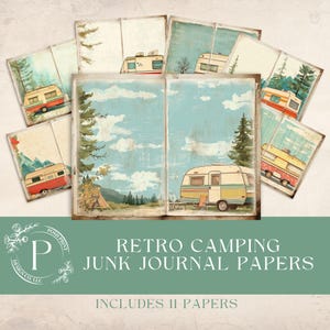 Retro Camper Junk Journal Papers, JPG files, Digital Download