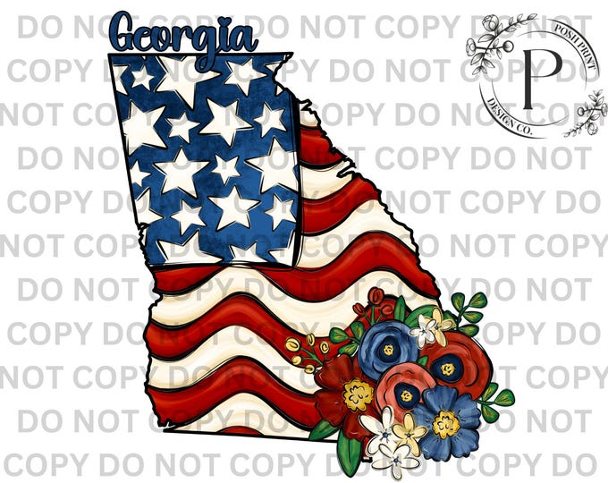 Georgia PNG, Patriotic, Sublimation, USA, T-Shirt Design, Commercial Use, Digital Download