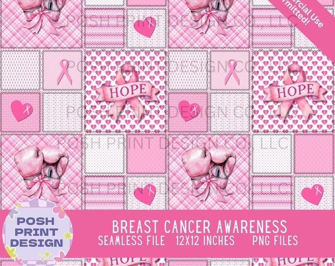 Breast Cancer Awareness Seamless Digital Pattern | Pink Out Seamless Pattern | PNG Files