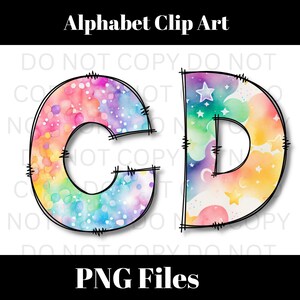 Rainbow Watercolor Alphabet Clip Art, Bulletin Board Letters, PNG, Clip ...