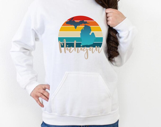 Michigan Retro Sunset Sublimation PNG, Sublimation Heat Transfer PNG, Sublimation