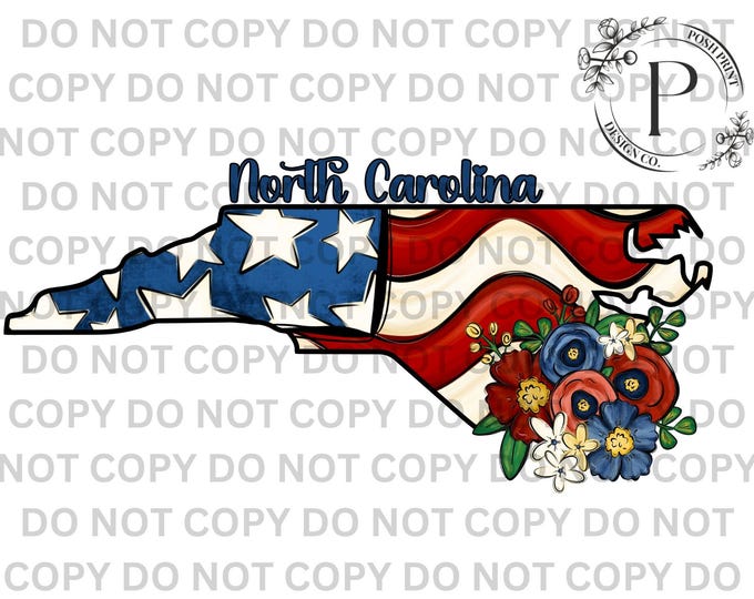 North Carolina PNG, Patriotic, Sublimation, USA, T-Shirt Design, Commercial Use, Digital Download