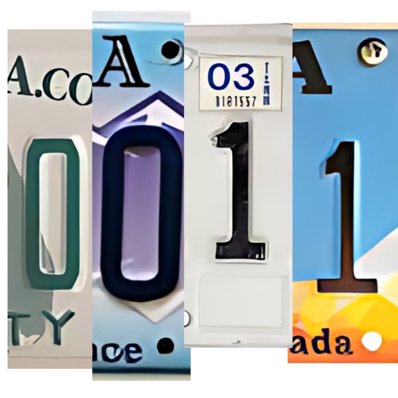 K&ouml;nnte beinhalten: Nahaufnahme eines Nummernschilds mit den Zahlen 0011 und den Buchstaben A.co, A.ce, 03 und A.da. Das Nummernschild ist blau, wei&szlig; und orange.