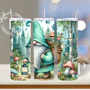 Green Gnome Tumbler Wrap PNG file, Digital Download, Tumbler Wrap, Skinny Tumbler Wrap Digital Download, PNG