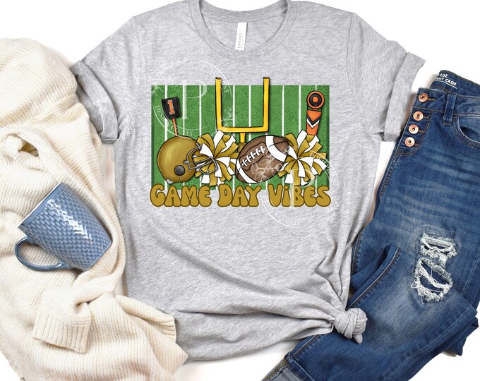 Game Day Vibes PNG | Football T-Shirt Design | Commercial Use for POD & Handmade