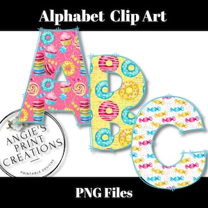Sweets Themed Alphabet Clip Art, Bulletin Board Letters, PNG files, Digital Download, Instant Download