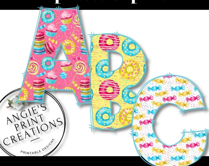 Sweets Themed Alphabet Clip Art, Bulletin Board Letters, PNG files, Digital Download, Instant Download