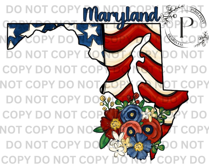 Maryland PNG, Patriotic, Sublimation, USA, T-Shirt Design, Commercial Use, Digital Download
