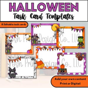Editable Halloween Task Card Templates, PNG, Labels, Name Tags, Commercial Use