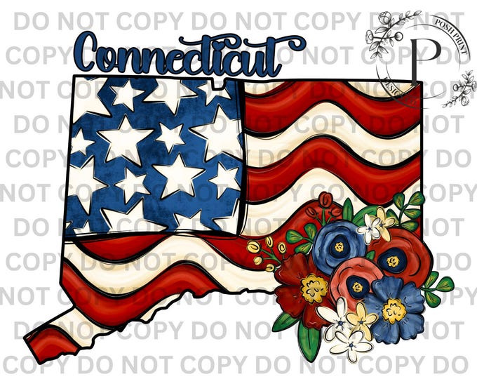 Connecticut PNG, Patriotic, Sublimation, USA, T-Shirt Design, Commercial Use, Digital Download