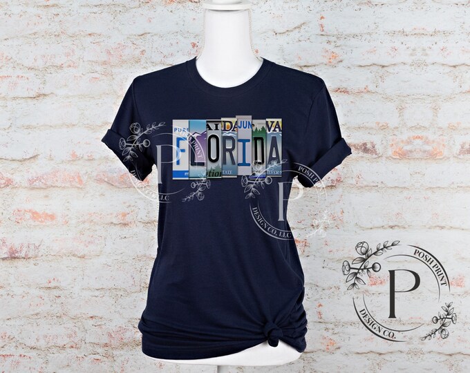 Florida PNG, License Plate, T-Shirt Design, Sublimation, DTF, Screen Print, Digital Download, Florida License Plate Letters