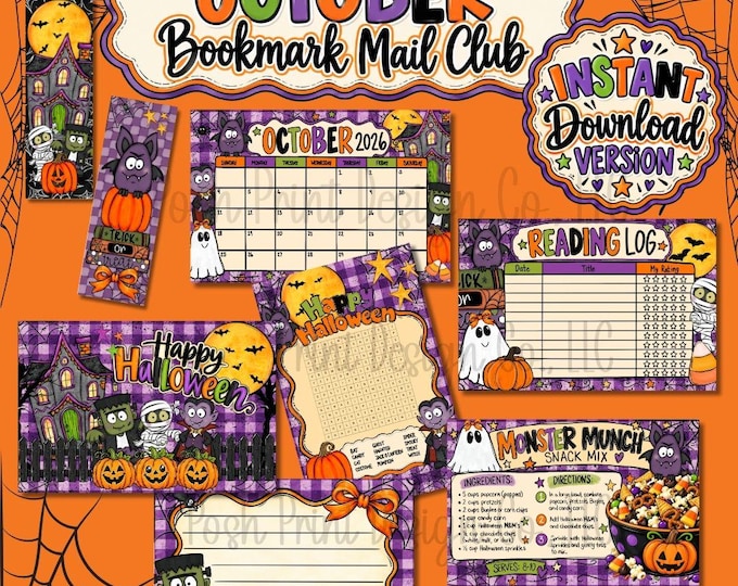 October Bookmark Mail Club - Digital Download Version - Instant download