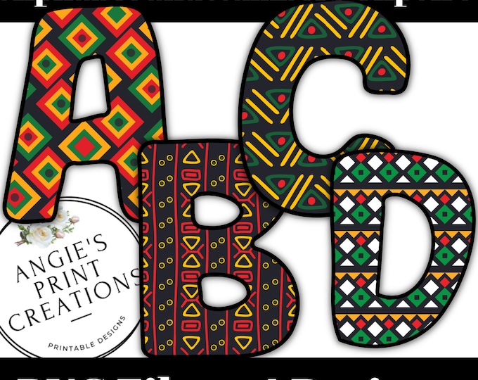Black History Alphabet Clip Art | Bulletin Board Letters | Clip Art | Alphabet | PNG | Digital Download
