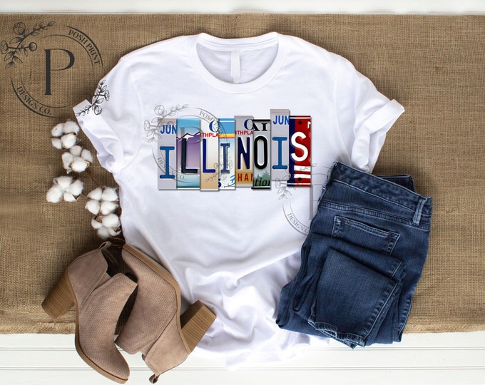 Illinois PNG, Sublimation, License Plate, T-Shirt Design, Commercial Use, Digital Download