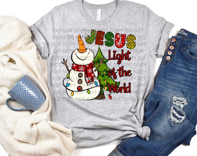 Jesus Light of the World PNG | Cute Christmas PNG | Snowman Holiday Sublimation Design | Commercial Use