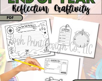 End of Year Reflection Writing Craftivity | Travel Theme Craftivity Grades 2-5