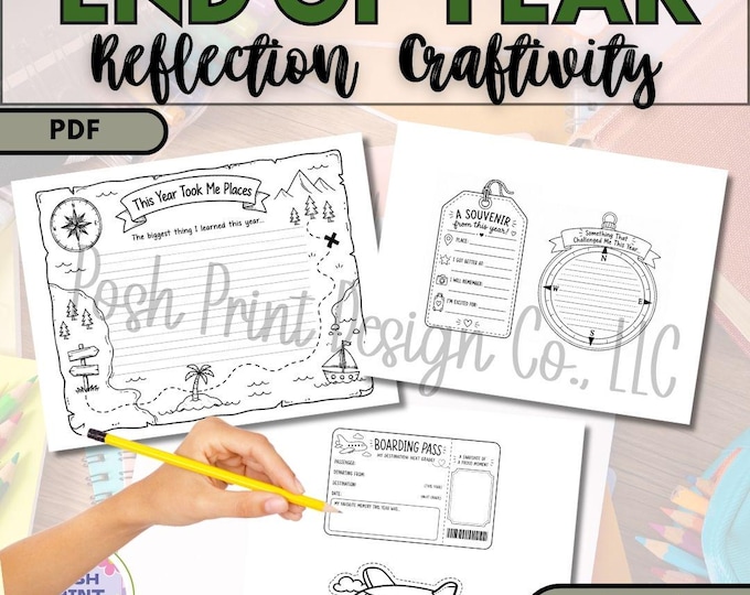 End of Year Reflection Writing Craftivity | Travel Theme Craftivity Grades 2-5