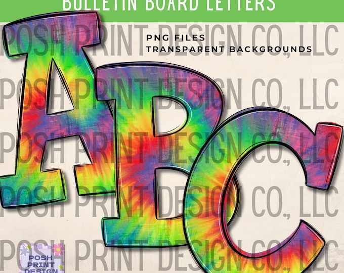 Tie Dye Alphabet Clip Art |  Bulletin Board Letters | Transparent PNG | Commercial Use