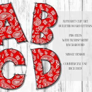 Bandana Alphabet Clip Art, Bandana Bulletin Board Letters, Western Bulletin Board Letters, PNG files, Digital Download, Clip Art