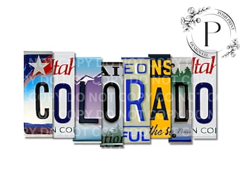 Colorado PNG, License Plate, T-Shirt Design, Sublimation, DTF, Screen Print, Digital Download, Colorado  License Plate Letters