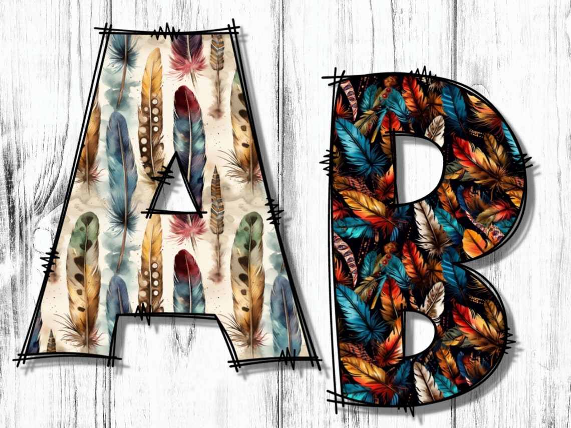 Feathers Alphabet Clip Art, Feathers Bulletin Board Letters, Native ...