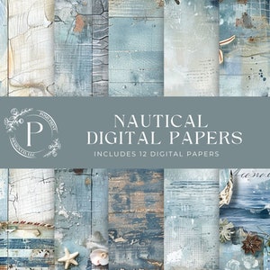 Nautical Scrapbook Papers, Digital Papers, Junk Journal Papers, JPG files, Digital Download