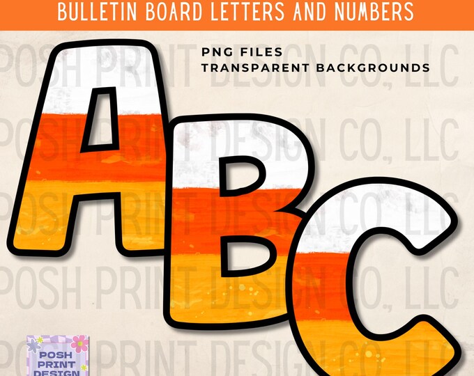 Candy Corn Alphabet Clip Art, Bulletin Board Letters, PNG files, Digital Download