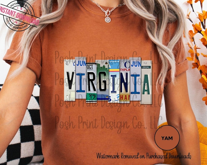 Virginia PNG, Sublimation, License Plate, T-Shirt Design, Commercial Use, Digital Download