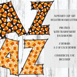 Candy Corn Bulletin Board Letters/Halloween Bulletin Board Letters/PNG files/Digital Download/Candy Corn Alphabet Clip Art