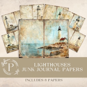 Lighthouses Junk Journal Papers, Digital Papers, Scrapbook Papers, Lighthouse Papers JPG files, Digital Download