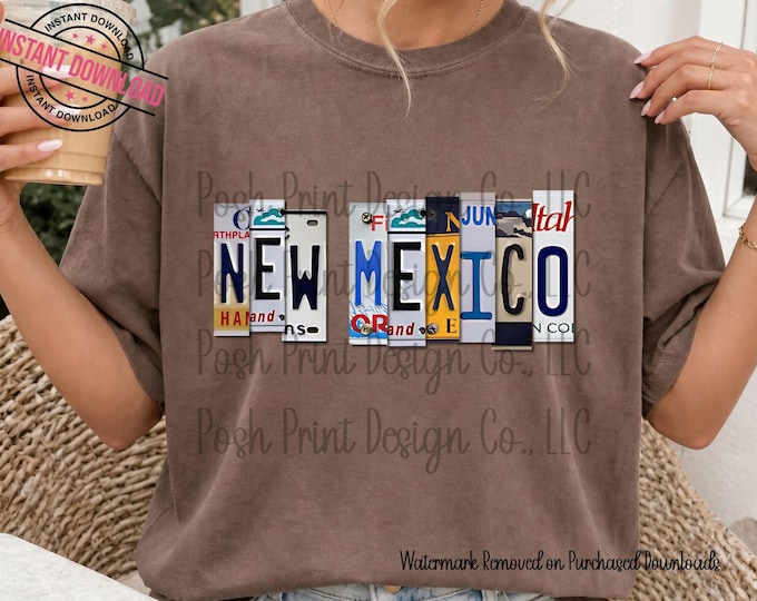 New Mexico PNG, Sublimation, License Plate, T-Shirt Design, Commercial Use, Digital Download